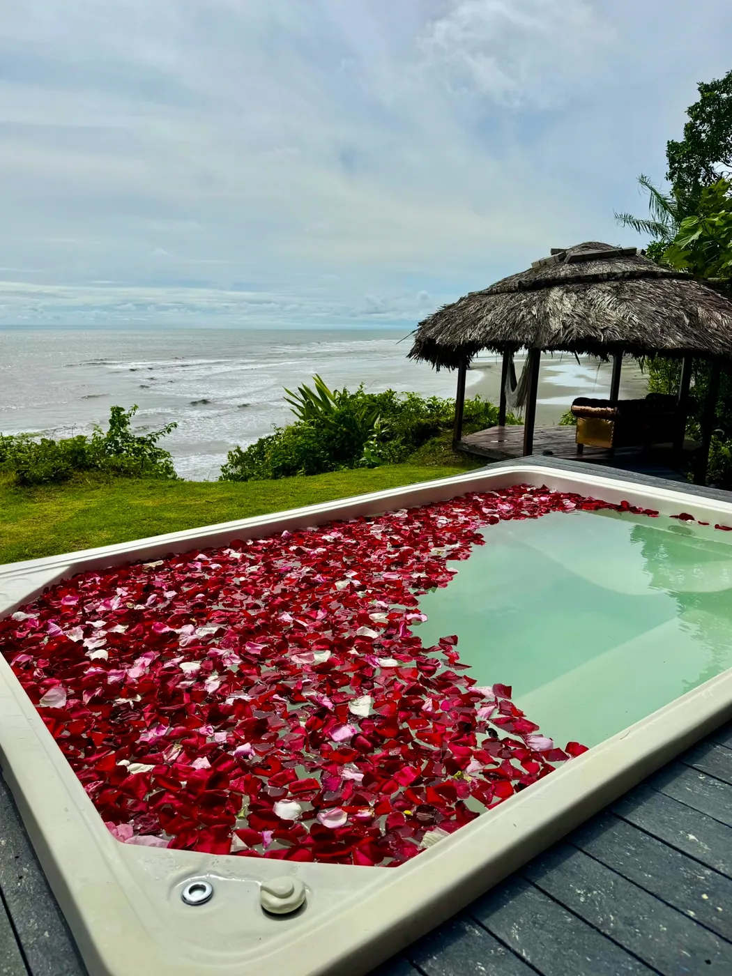 piscina con flores melo hostel colombia